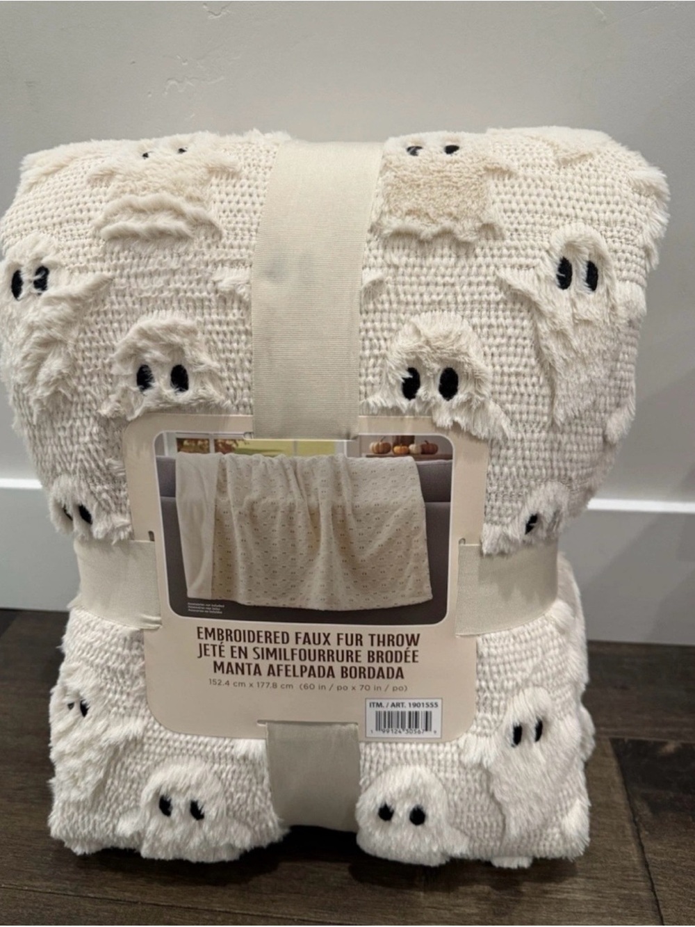 NEW Costco Ghost Embroidered blanket Halloween